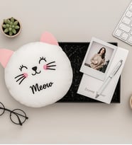 Kişiye Özel Fotoğraflı Çerçeve,Defter,Kalem Ve Kedi Yastık Hediye Seti (STD)