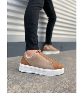 Alba Bağcıksız Süet Taba Erkek Günlük Sneaker Ayakkabı