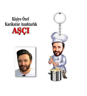 Kisiye Özel Karikatür AŞÇI anahtarlık