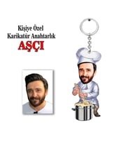 Kisiye Özel Karikatür AŞÇI anahtarlık