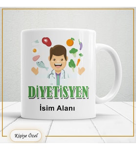Diyetisyenlere Özel İsim Yazılabilir Kupa Bardak – Kişiye Özel Meslek Temalı Hediye-112