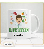 Diyetisyenlere Özel İsim Yazılabilir Kupa Bardak – Kişiye Özel Meslek Temalı Hediye-112