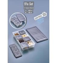 18 Parça 9 Bölmeli Hava Almaz Kapaklı Kahvaltılık Seti - Multi Saklama Kabı Kahvaltı Takımı