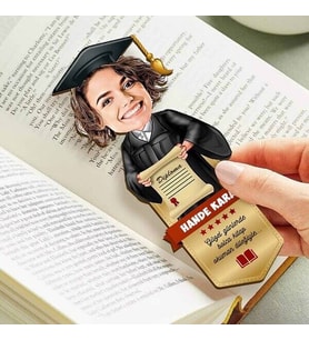 Mezun Kız Öğrenci Karikatürlü Kitap Ayracı