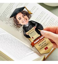 Mezun Kız Öğrenci Karikatürlü Kitap Ayracı