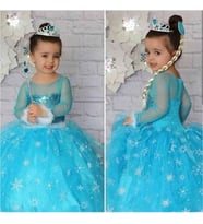 ELSA KOSTÜMÜ TARLATANLI VE KABARIK UZUN KOLLU (Mavi)