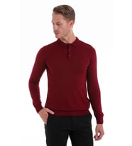 Hatemoğlu Bordo Regular Fit Düz Polo Yaka Triko Kazak