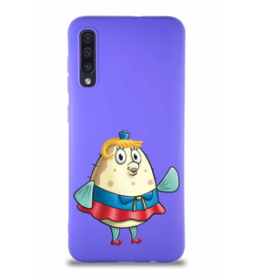 Samsung Galaxy A50S Soft Premier Kapak Bayan Puff Tasarımlı Silikon Kılıf - Mor (Şeffaf)
