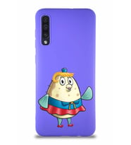 Samsung Galaxy A50S Soft Premier Kapak Bayan Puff Tasarımlı Silikon Kılıf - Mor (Şeffaf)