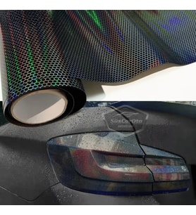Koyu Siyah Hologram Petek Desen Far Stop Filmi Far Folyosu Far Çizilme Engelleyici Folyo 100x30cm