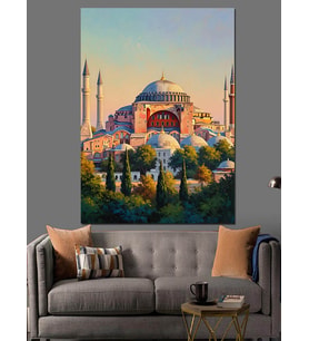 Tarihi Cami Manzarası Tablosu Dekoratif Kanvas - Mdf Ahşap Tablo