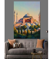 Tarihi Cami Manzarası Tablosu Dekoratif Kanvas - Mdf Ahşap Tablo