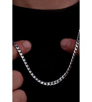 Erkek Gümüş Kolye - 925 Ayar 4 mm Oksitli Ezme Gurmet Zincir Gümüş Kolye