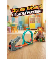 Çılgın Timsah Fırlatma Seti 360 Derece Takla Atan Hızlı Araba Yarış Pisti - 2 Arabalı