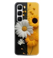 Infinix Hot 60 Kılıf Boutique Baskılı Resimli Sarı Beyaz Çiçek Pcode -044