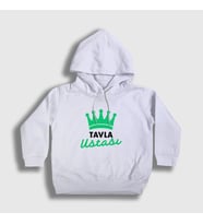 Presmono Unisex Çocuk Beyaz Backgammon Master Tavla Ustası Oyun V2 Kapüşonlu Sweatshirt 417318tt (Beyaz)