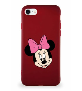 Apple iPhone 7 Soft Premier Kapak Minnie Mouse-C Tasarımlı Silikon Kılıf - Mürdüm (Şeffaf)