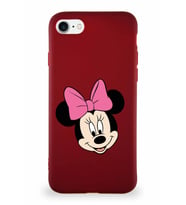 Apple iPhone 7 Soft Premier Kapak Minnie Mouse-C Tasarımlı Silikon Kılıf - Mürdüm (Şeffaf)
