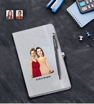 Kişiye Özel Bride To Be Bekarlığa Veda Karikatürlü Gri Defter Kalem Seti Mod4