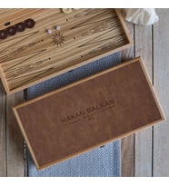 Kişiselleştirilebilir İsim ve Tarihli Premium Deri Kaplama Meşe Tavla Seti