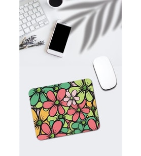 Rengarenk Çiçek Desenli Mouse Pad