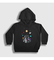 Presmono Unisex Çocuk Siyah More Space Astronaut Space Astronot Uzay Kapüşonlu Sweatshirt 282622tt