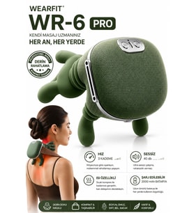WR-6 PRO Isıtmalı Şarjlı Masaj Aleti Kablosuz Boyun Omuz Sırt Bacak Derin Doku Masaj Cihazı