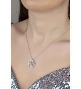 Union Zirconia Kadın Hayat Ağacı Gümüş Kolye