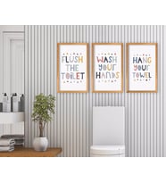 BK Home Tuvalet 3'lü El Yapımı Ahşap Çerçeveli Tablo-2