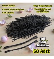 Technow Siyah %100 Metal Esnemez Dayanıklı Kadın Saç Tel Tokası 50 Adet