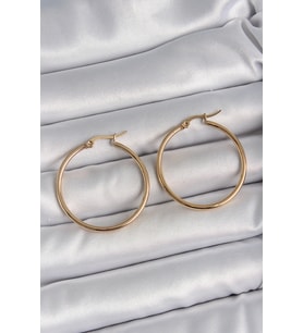316 Çelik Gold Renk 33 mm Kadın Halka Model Kadın Küpe (Altın)