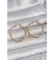 316 Çelik Gold Renk 33 mm Kadın Halka Model Kadın Küpe (Altın)