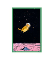Sevimli Kedi Çizimli Kartpostallar ve Hediye Not Kartları  Astronot Kedi Uzay Macerası 10 x 15 cm (Pembe - Fuşya - Krem)