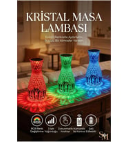 Kristal Masa Lambası Rgb Renk Değiştiren Gece Lambası 16 Renk Ve 4 Mod Dokunmatik Kontrol
