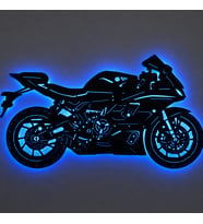 Lucenda Led Işıklı Motor Dekoratif Tablo Modern Spor Motosiklet Duvar Dekoru Gece Lambası