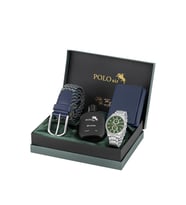 Polo Air Örgü Esnek Kemer Mıknatıslı Cüzdan Parfümlü Erkek Kol Saati Yeşil Renk PL-7059E3 (Yeşil-Grı)