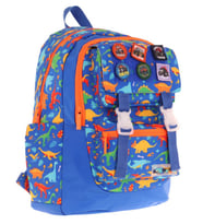 Kaukko Kids Erkek Çocuk Armalı Dinazor Desenli İlkokul Okul Sırt Çantası (Dört Bölmeli) - Mavi - L5278