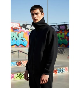 Erkek Kapüşonlu Düşük Kol Oversize Fermuarlı Sweatshirt Fonksiyonel Dayanıklı Kaliteli Şık