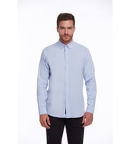 Hatemoğlu Mavi Comfort Fit %100 Pamuk Uzun Kollu Basic Gömlek
