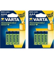 Varta Şarjlı Kalem Pil 8 Adet AAA 800 mAH (Yeşil)