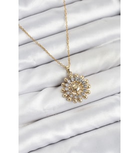 316L Çelik Zincir Gold Renk Güneş Model Kadın Kolye TJ-BKO10605