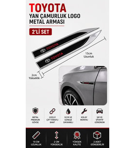 Toyota Metal Damla Desen Çamurluk Yan Çıtası Logo Amblem 2’li Set 15 CM