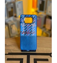 Poco X3 Uyumlu Piksel Desenli ve Deri Detaylı Premium Stil Kılıf (Mavi)