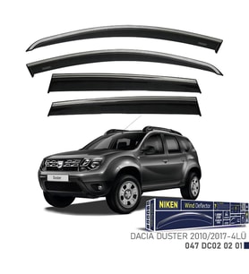 Niken Dacia Duster 2010-2017 Kromlu Cam Rüzgarlığı 4 LÜ (Siyah)