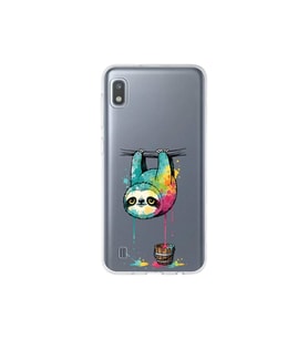 Samsung Galaxy A10 ile Uyumlu Splash Tembel Hayvan Tasarımlı Şeffaf Silikon Kılıf