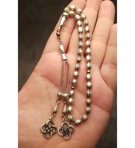 Erkek 6x8mm Arpa Kesim Kayı Boyu Model Bilek Boy Metal Tesbih (Gri)