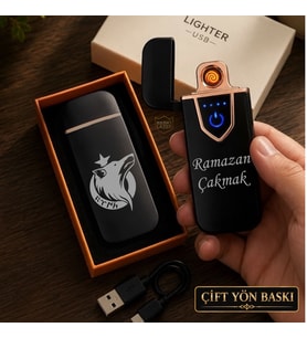 Kişiye Özel 5 Farklı Tasarım  Kurt Logo Seçeneğiyle Usb Şarjlı Çakmak - Hemen Kargo