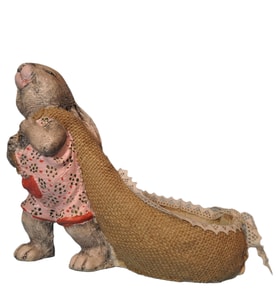 SEPETLİ TAVŞAN, 23 cm, El Boyaması Biblo, Dekoratif El Sanatları, ev & ofis özgün süs dekor ürünü
