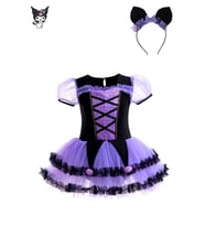 Kare Yaka Kuromi Kostümü, Cadı Kostümü - Balo Kostümü - Cadılar Bayramı Kostüm Kuromi Cosplay (Karışık)