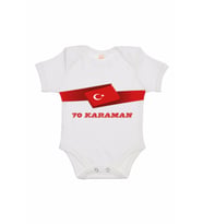 Türk Bayrağı Ve 70 Karaman Baskılı Çıt Çıtlı Body&zıbın